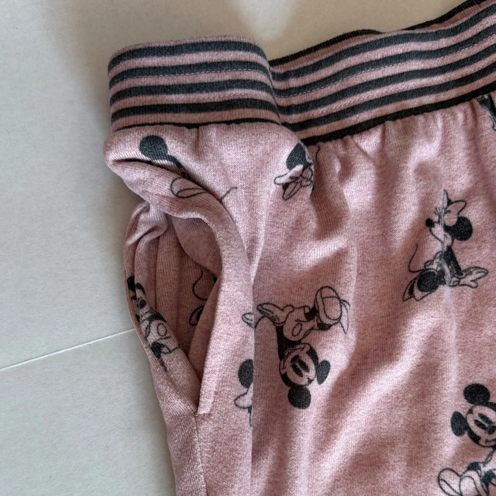 Disney Blush Pink Mickey Minnie Character Cozy Lounge Pajama Pants Size Large - Picture 6 of 11